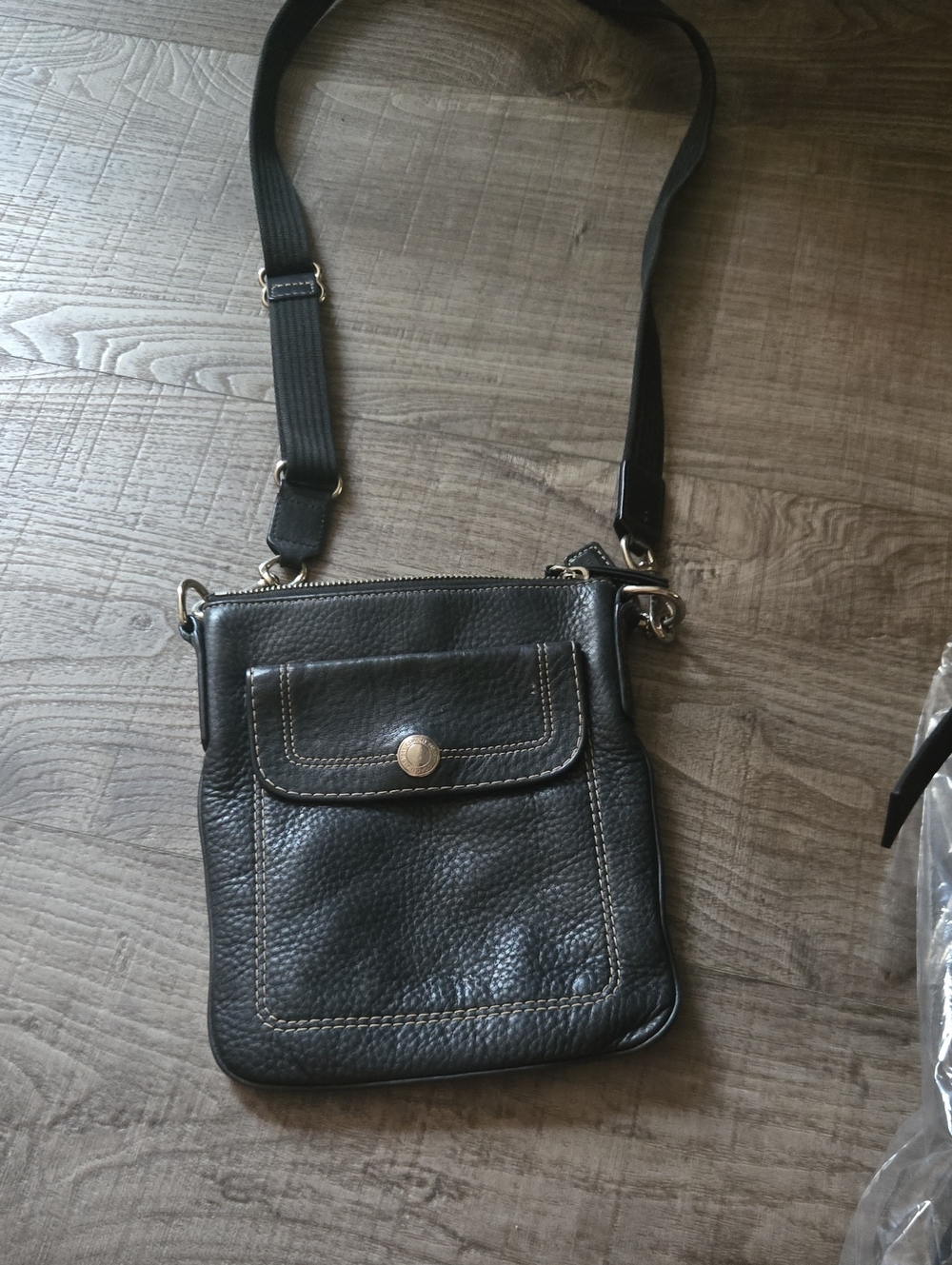 Coach Black Pebbled Leather Crossbody with Front Flap Pocket